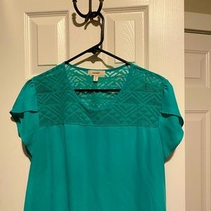 Turquoise Lace Topped Blouse
